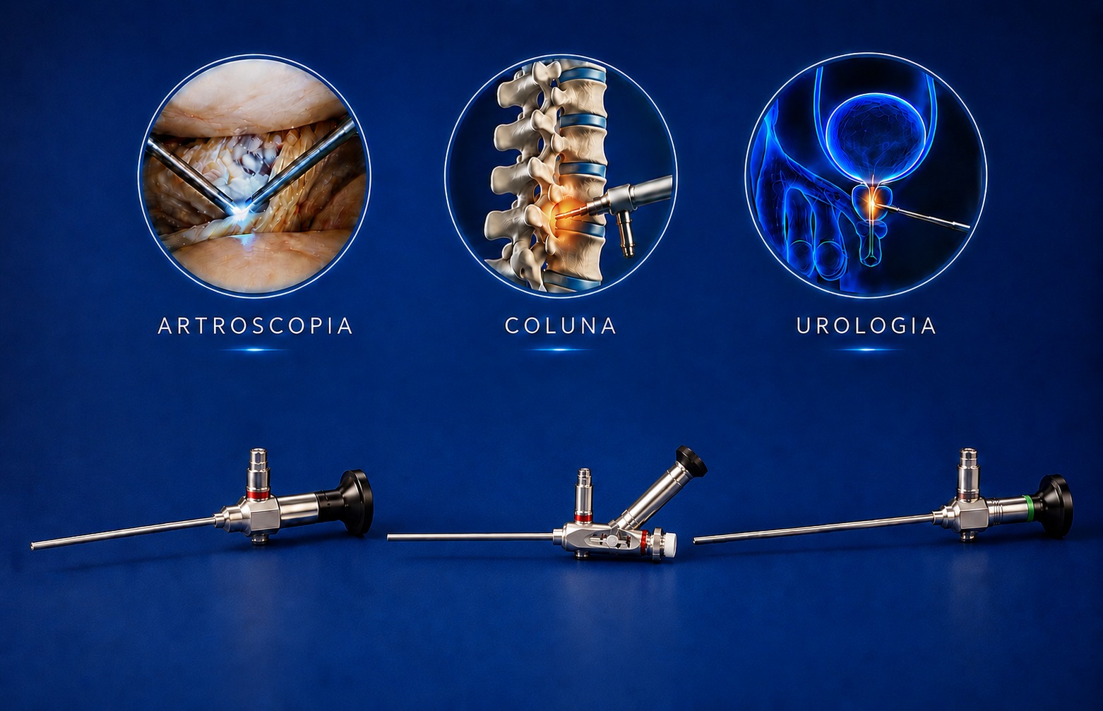 Especialidades cirúrgicas: artroscopia, coluna e urologia com óticas rígidas